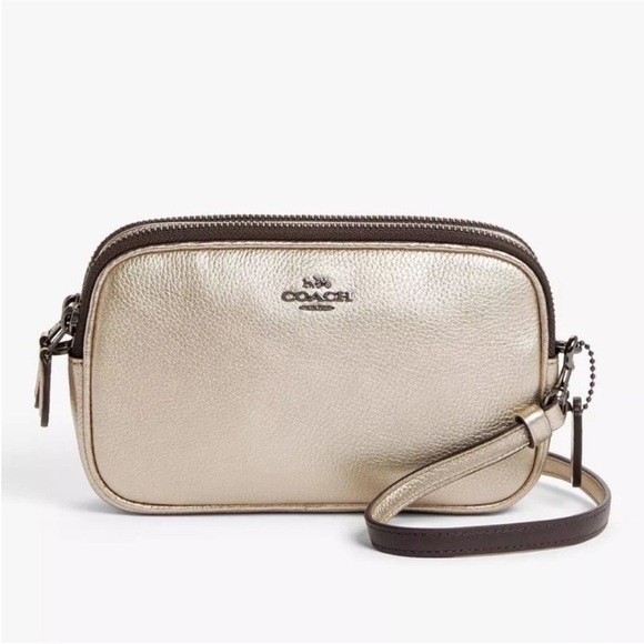 Coach Camera Bag Convertible Clutch Sadie Pebble Leather Cross Body Gold | 59952 - Picture 2 of 15